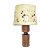 Lampe en bois naturel moderniste 1960-70