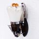 Pair of opal glass and solid wood wall lamps