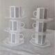 Set de 6 tasses et sous-tasses octogonales Arcopal blanche et noire modèle octime