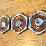 Set of 3 Hustadt Leuchten hexagon ceramic wall lights