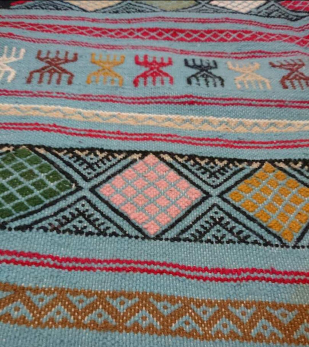 Kilim blue handmade carpets 95x195cm