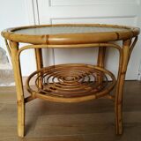 Table basse 2 niveaux en rotin