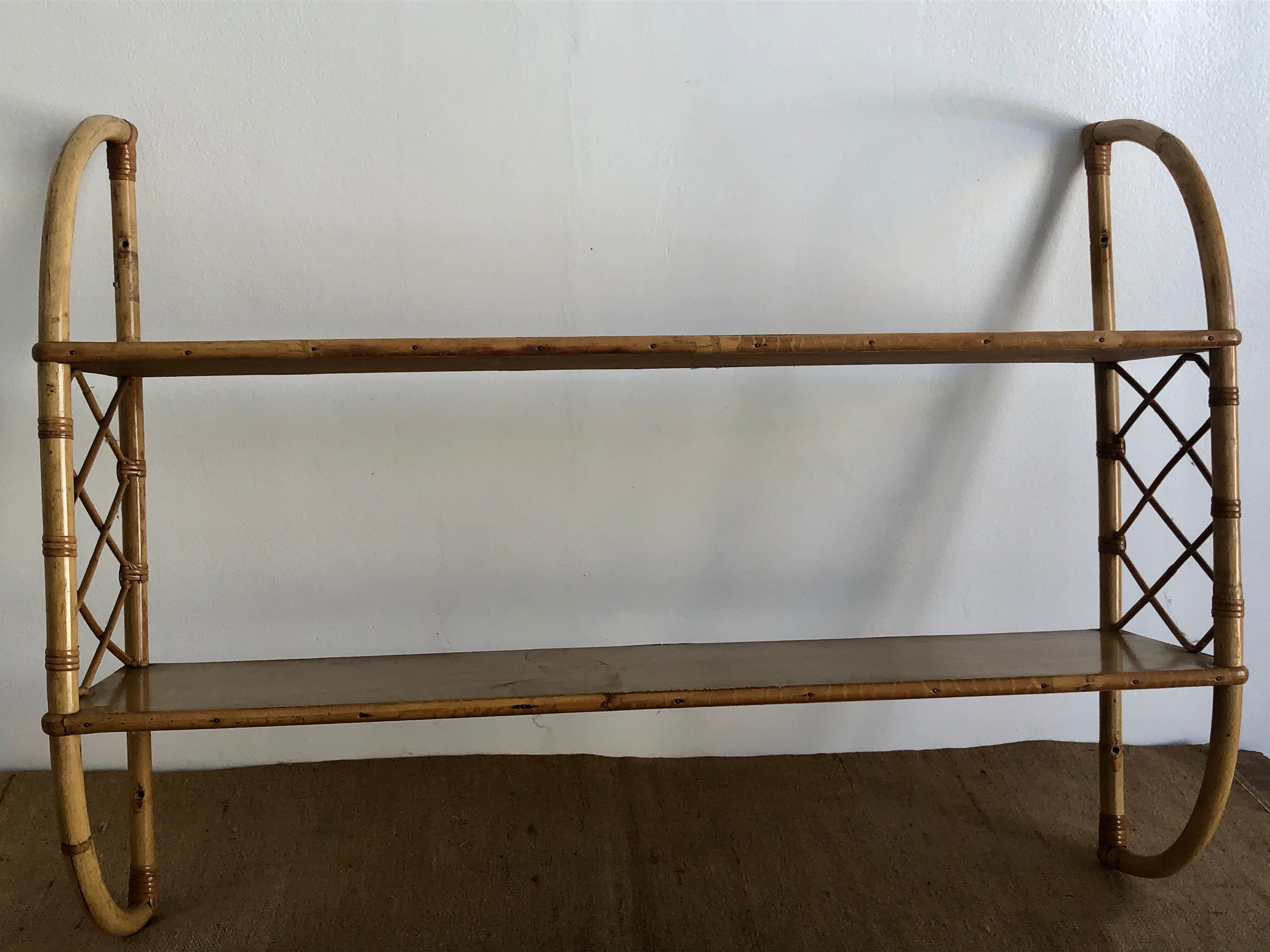 Double rattan shelf, 60s/70s
