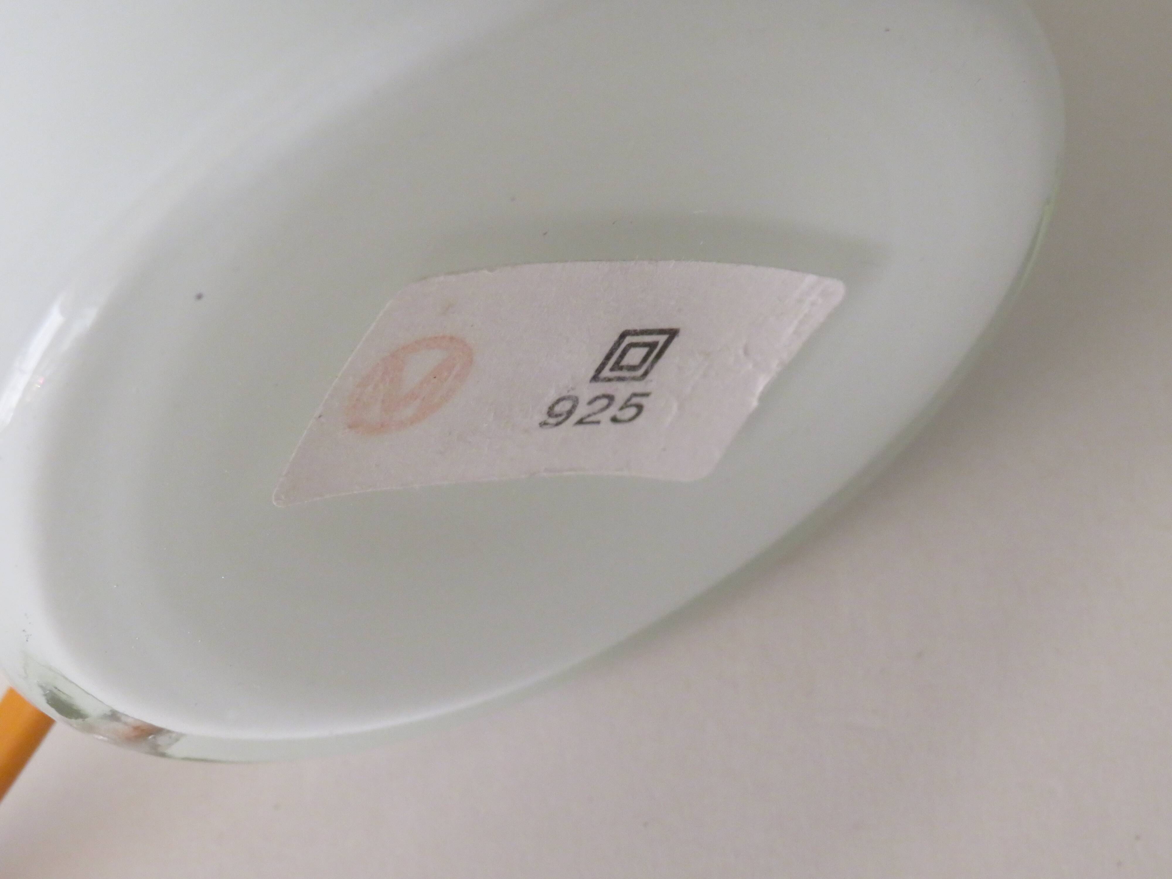 Memphis style white opaline cylindrical table lamp, 1970-1980