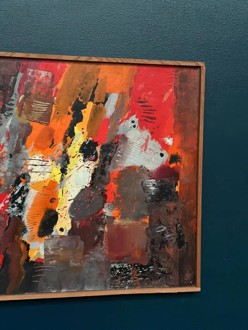 Original Swedish Oil on Panel – “Composition” by Kulo Green (1913–1972) – Signed – Vintage & Framed