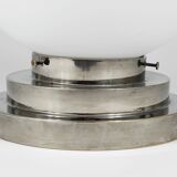 Large opaline glass globe ceiling lamp in Art Deco style.