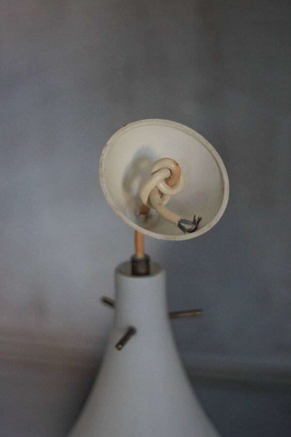 Suspension vintage, suspension goutte d'eau opaline blanche, Lustre opaline