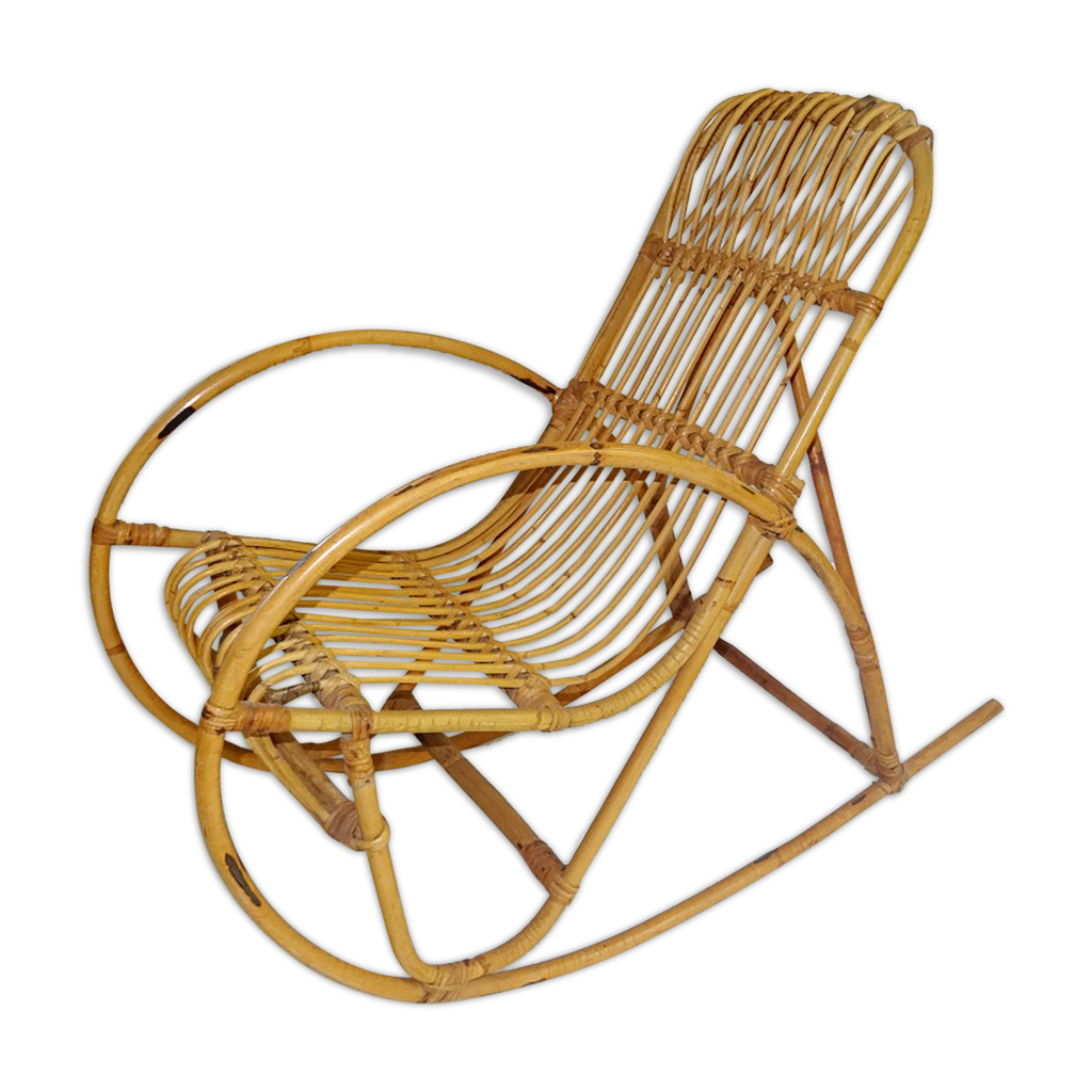 Fauteuil à Bascule Enfant En Rotin - Rocking-chair Mini 40x60x62cm - Pour Enfants Jusqu'à 5kg - Style Naturel