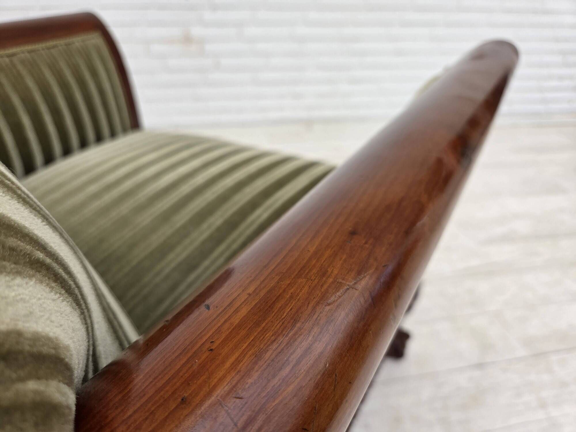 1950s, Danish armchair, furniture velour, teak wood.