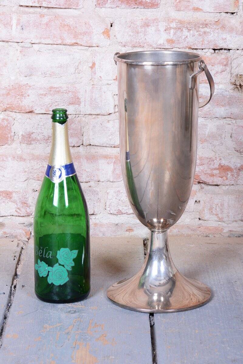 Art Deco Standing Champagne Cooler in Silver-Plated Metal, France, 1920s