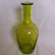 Cut and engraved green blown glass carafe vase