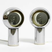 Pair of large Mid Century Space Age chrome table lamps - Made in Italy