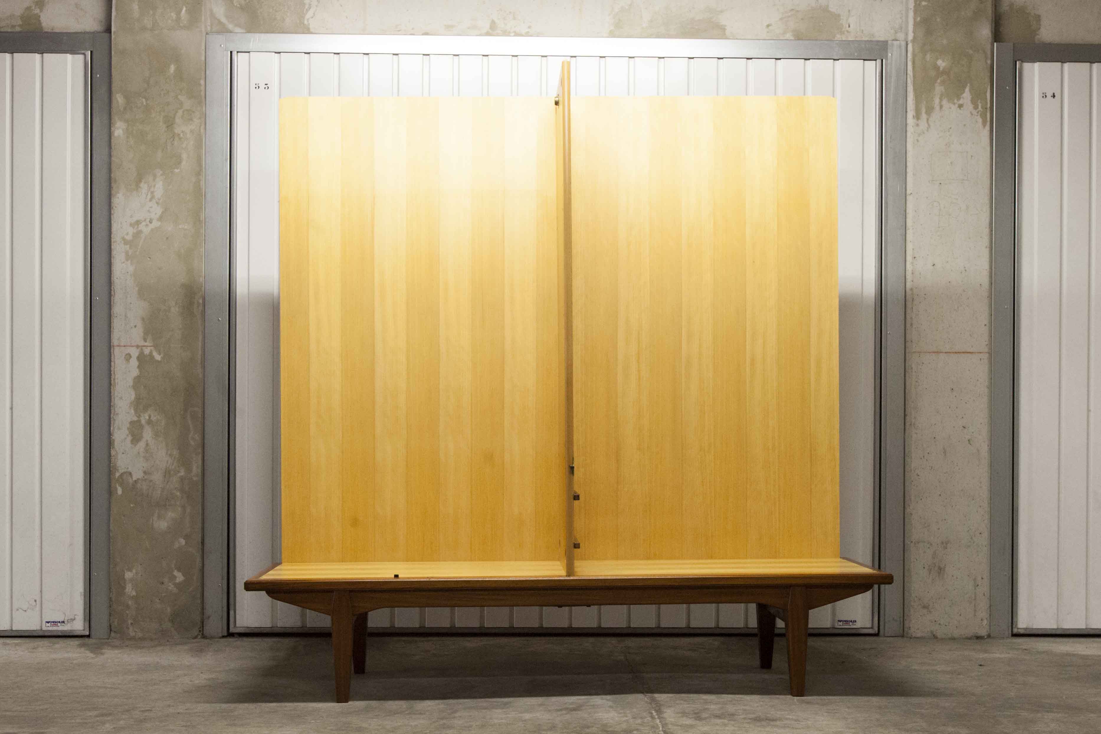 Scandinavian teak cabinet 4 doors 2+1 drawers wardrobe 1960