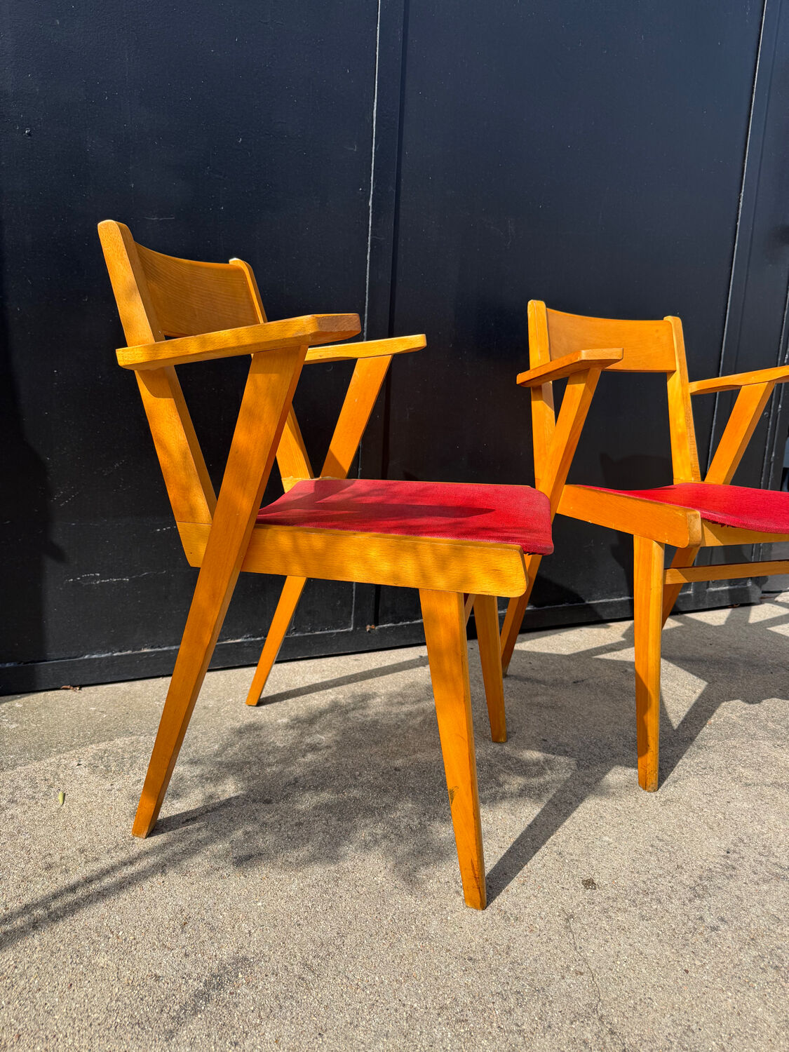 Bridge chairs with compass legs from the 1960s.