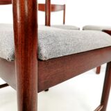 Set of 6 newly upholstered Mcintosh grey herringbone rosewood dining chairs