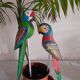 Hand-painted wooden sculpture parrot Vintage exotic macaw