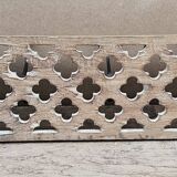 teak wall coat rack with 7 double cast iron hooks