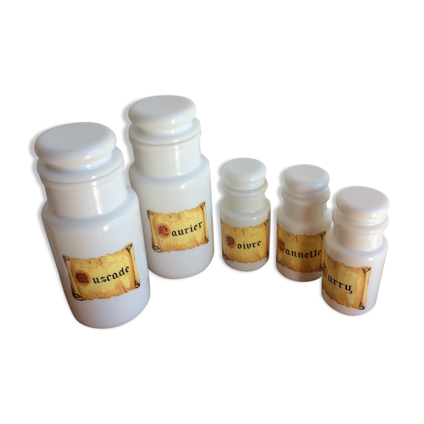 Lot of spice pot Made in Italy Opal Glass - vintage