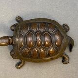 Bronze turtle XIXth Chocolate patina Fine carving