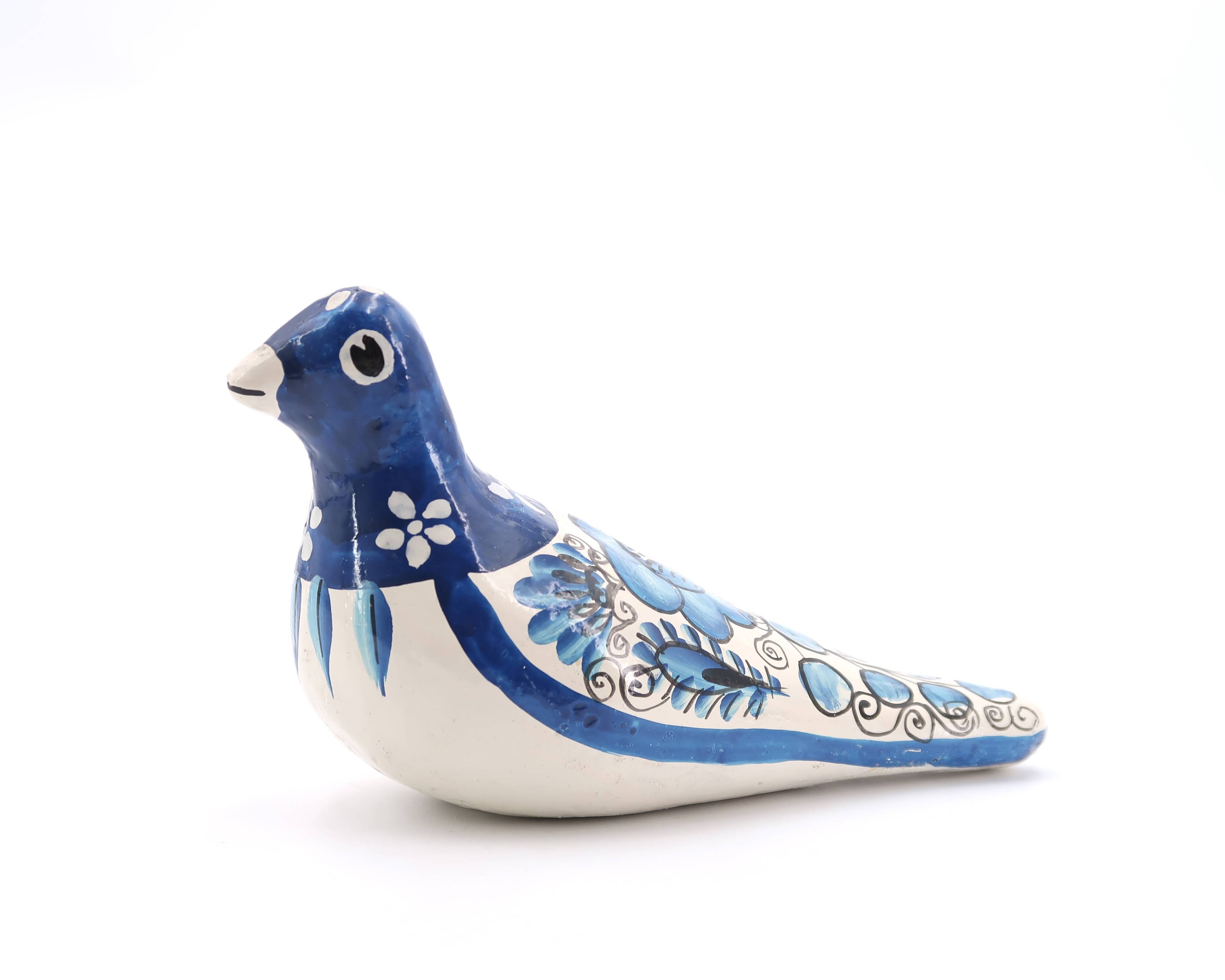 Blue and white folk bird from Mexico, 1970s