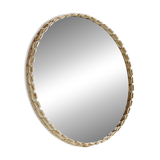 Miroir rond en bois encadré