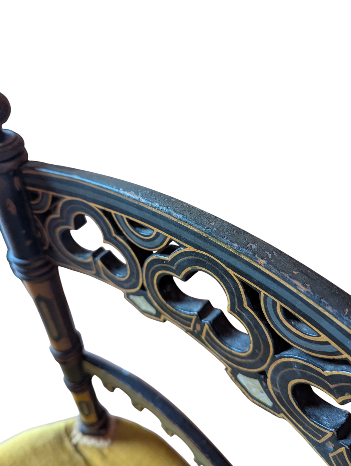 Napoleon III Neo-Gothic "Troubadour" Chair - Polychrome Decor 19th Century