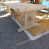 Solid oak monastery table with two extensions