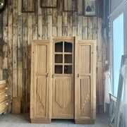 Large asymmetrical Art Deco wardrobe with three doors in oak (renovated)