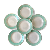 Set of 6 hollow plates Longchamp color Celadon 50s