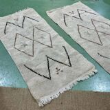 Pair of handmade Moroccan wool rugs - 1m45 x 68cm.