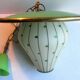 Green sheet metal and globe glass hanging lamp