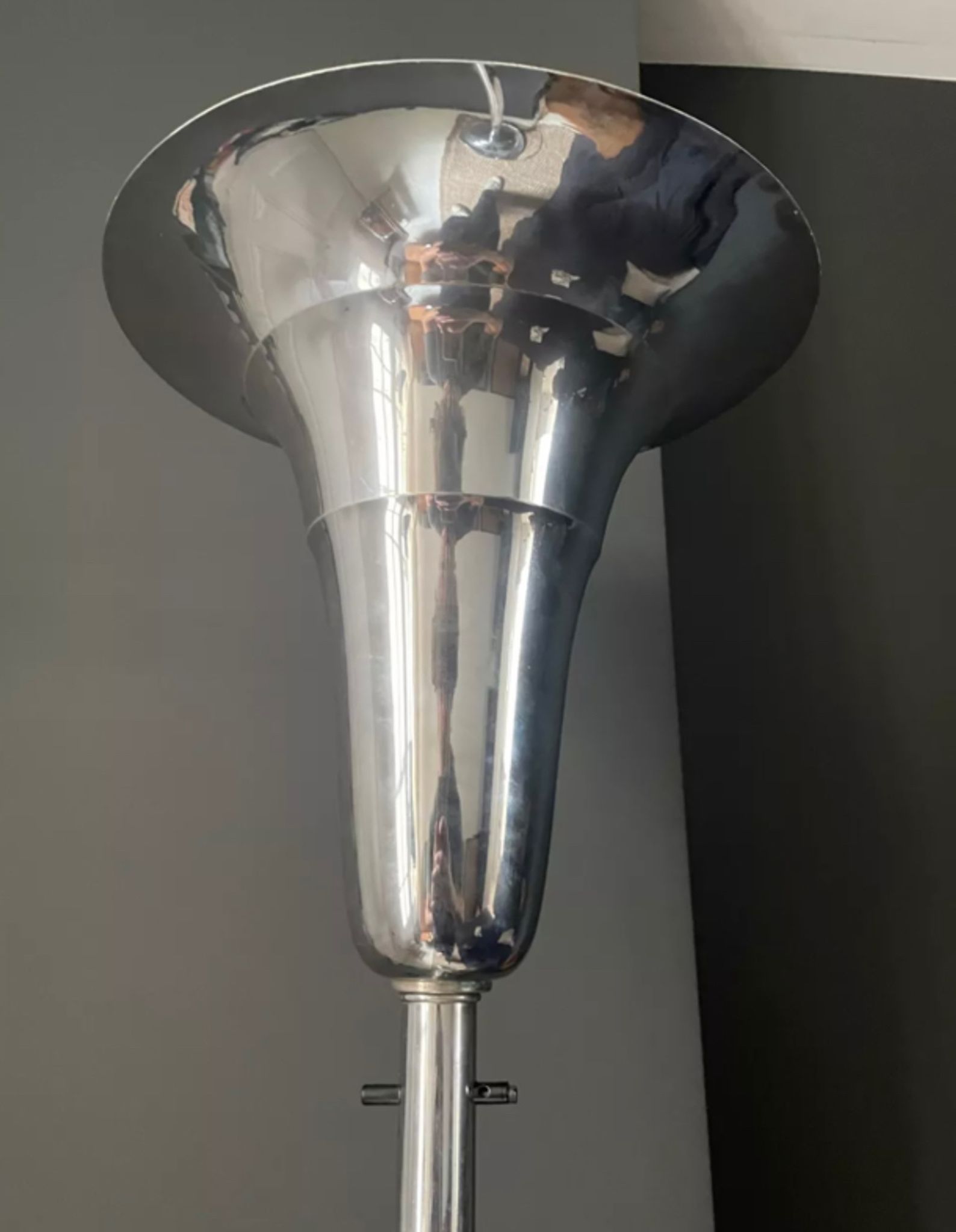 Vintage art deco floor lamp, chrome metal, France 1930