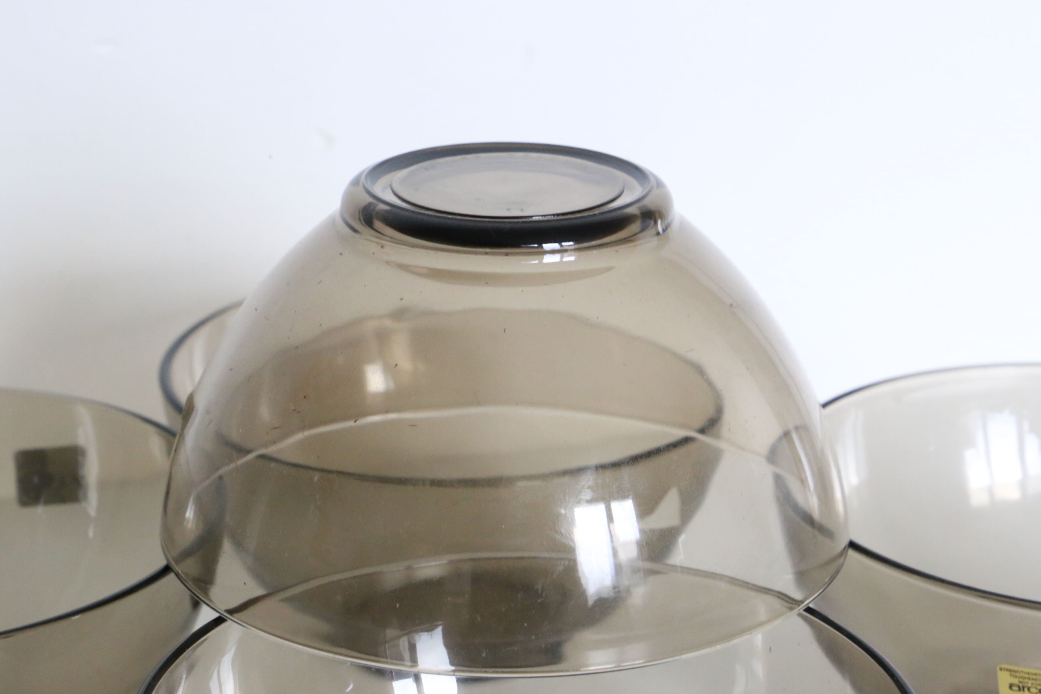Set of 5 bowls arcopal in grey smoked glass
