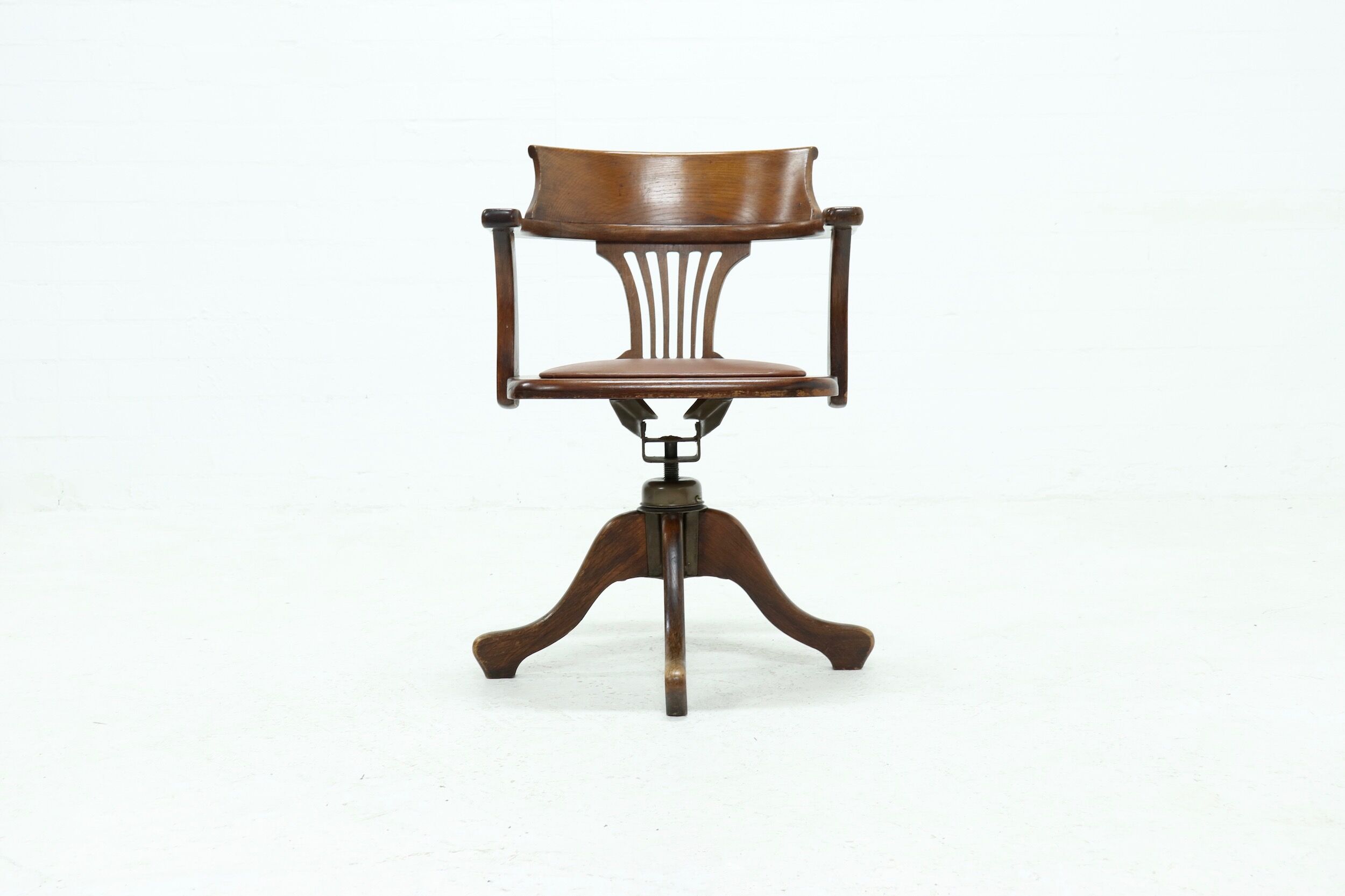 English antique hillcrest swivel desk chair 1920s