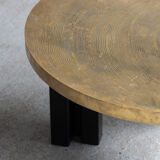 Table basse en laiton gravé par Christian Krekels, Belgique, 1990