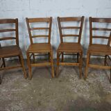 4 original solid oak bistro chairs with openwork seat