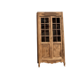 Antique glass-fronted cabinet in raw solid oak: display cabinet bookshelf.