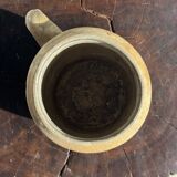 Large matte stoneware oval pot with beige handle H21 D12