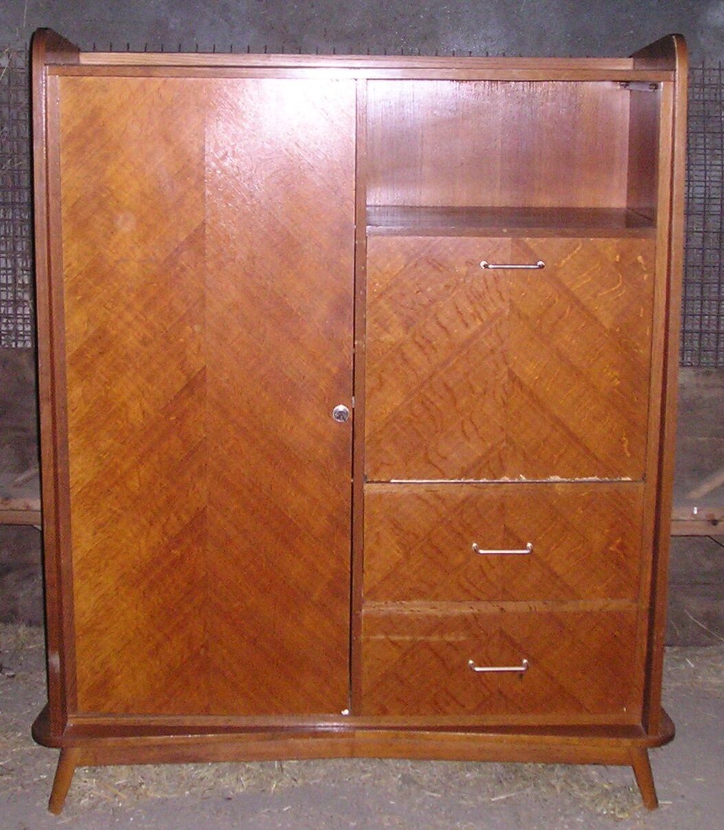 Secretary cabinet, oak veneer 1960