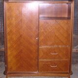 Armoire secrétaire, placage de chêne 1960