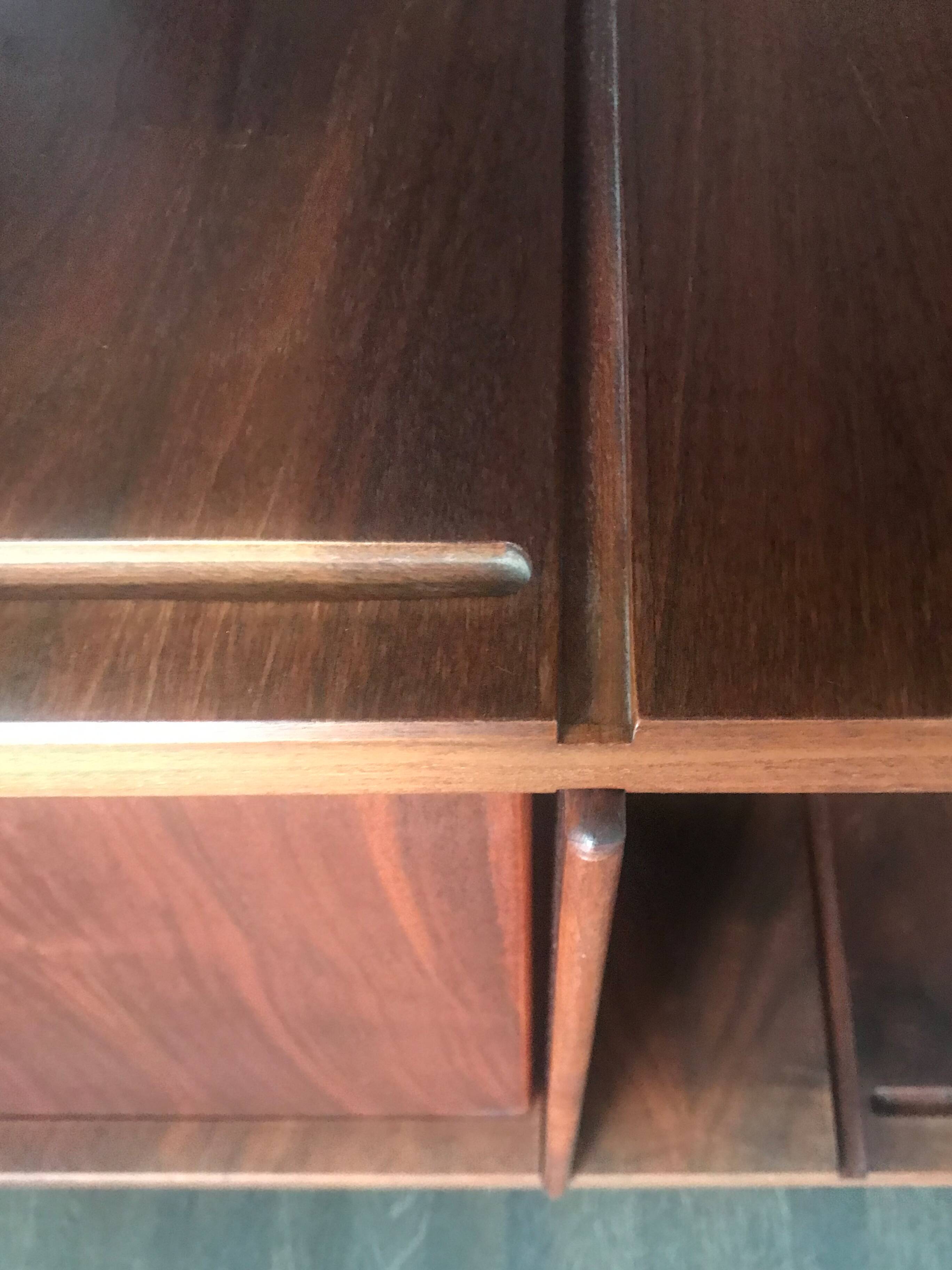 Gianfranco Frattini for Bernini italian wood leather swivel bookcase 1960s