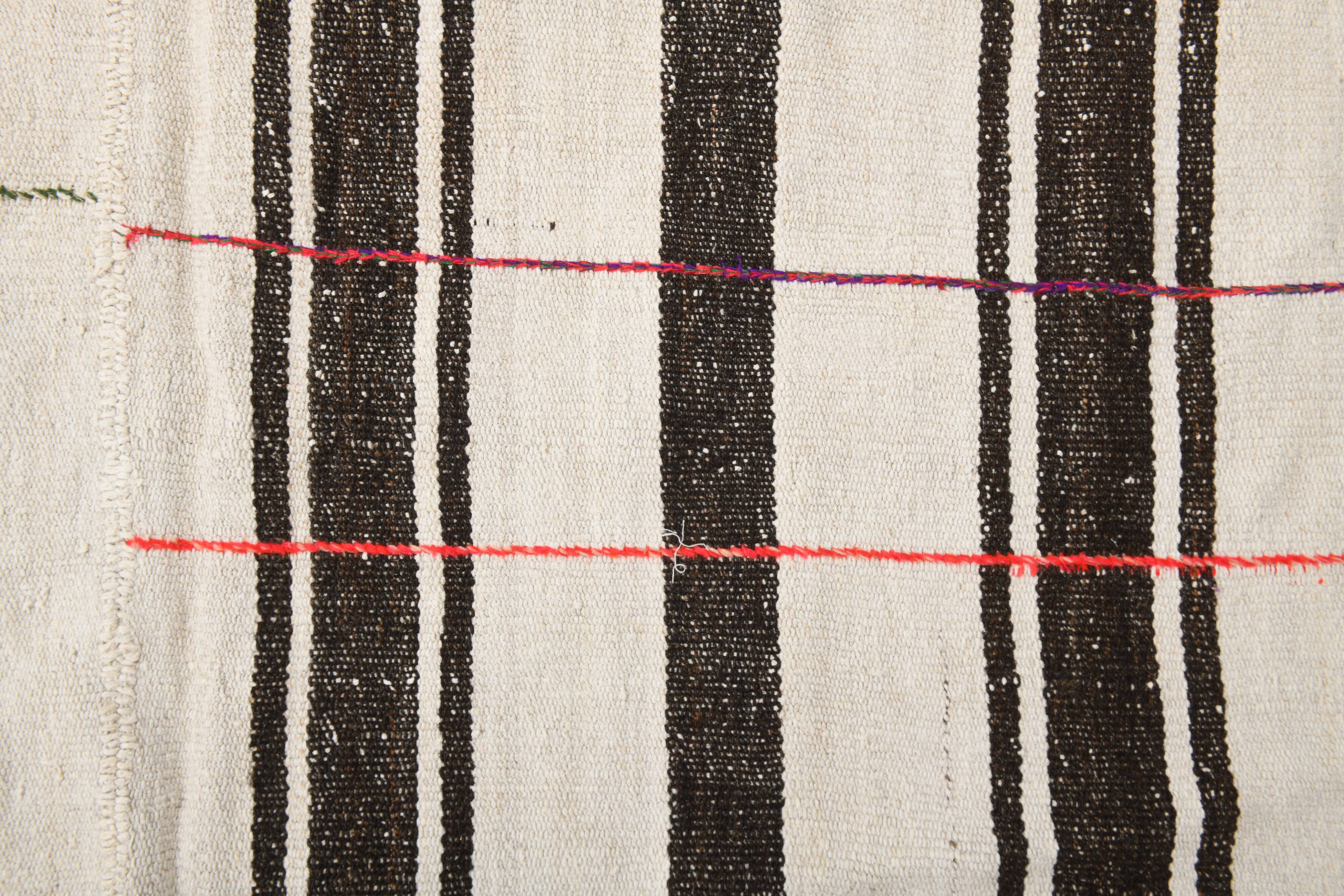 6x7 Beige & Brown Vintage Kilim Rug,  177x219Cm