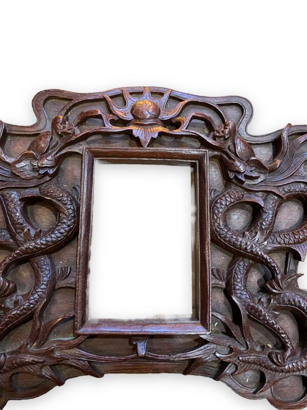 Paire de cadres en bois exotique aux dragons