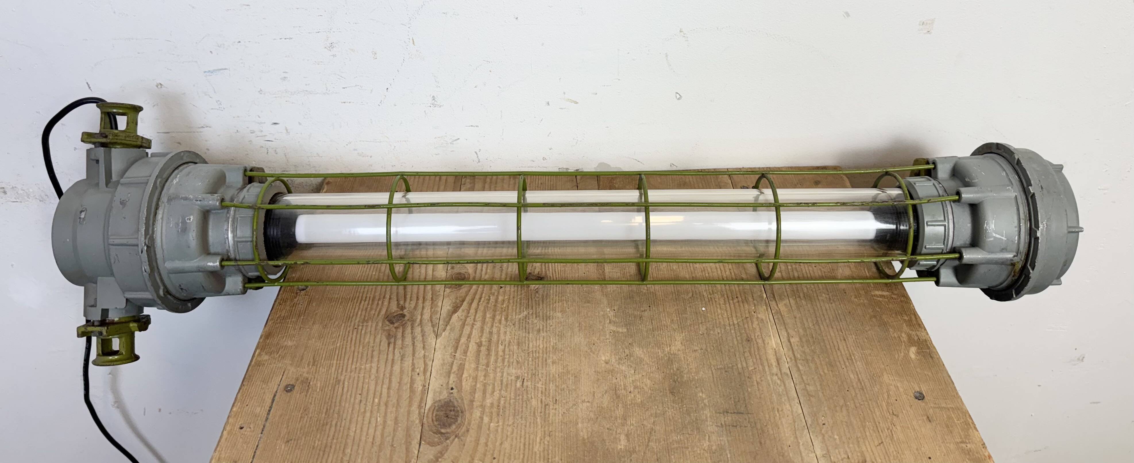 Grey Soviet Industrial Hanging Tube Light, 1970s