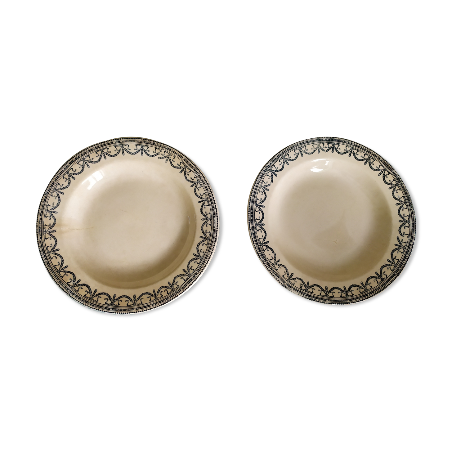 Set of 2 plates Terre de Fer Salins model garland louis XVI