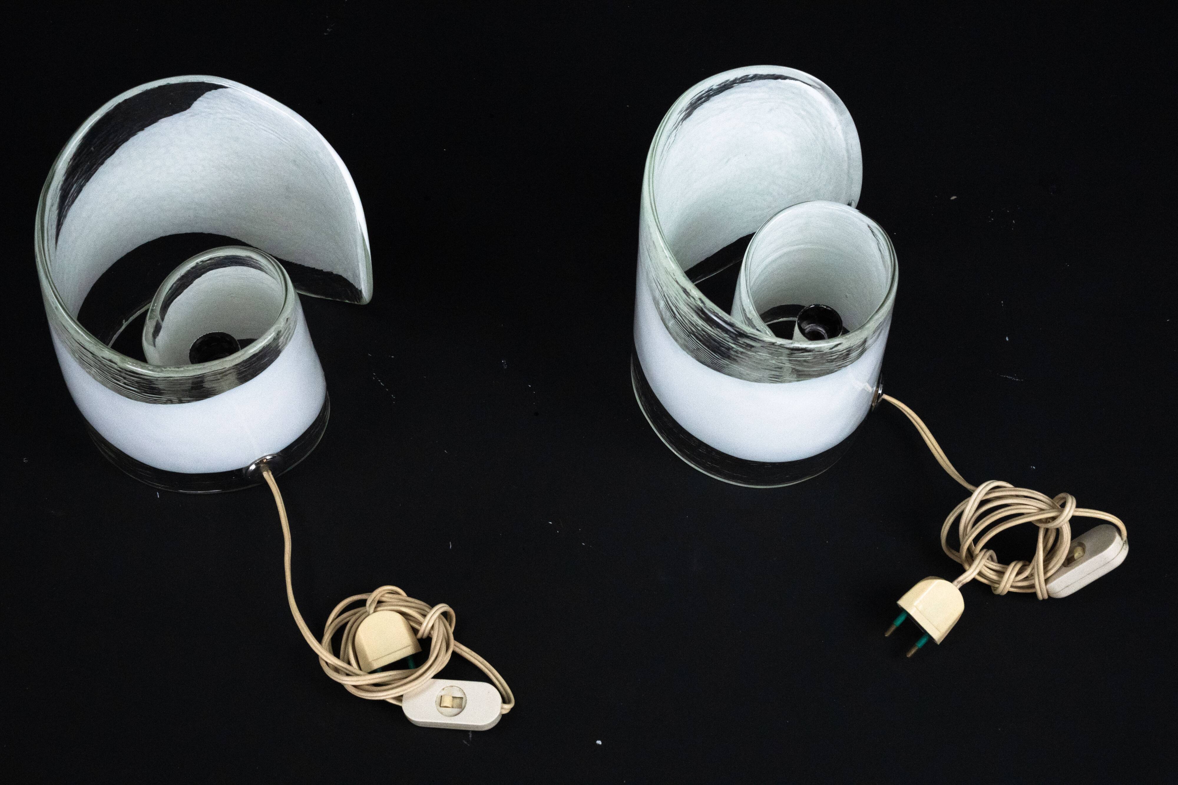 La Murrina, pair of Murano glass table lamps. Italy 1970s