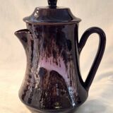 Vallauris ceramic coffee pot with brown and pink glaze A152-1