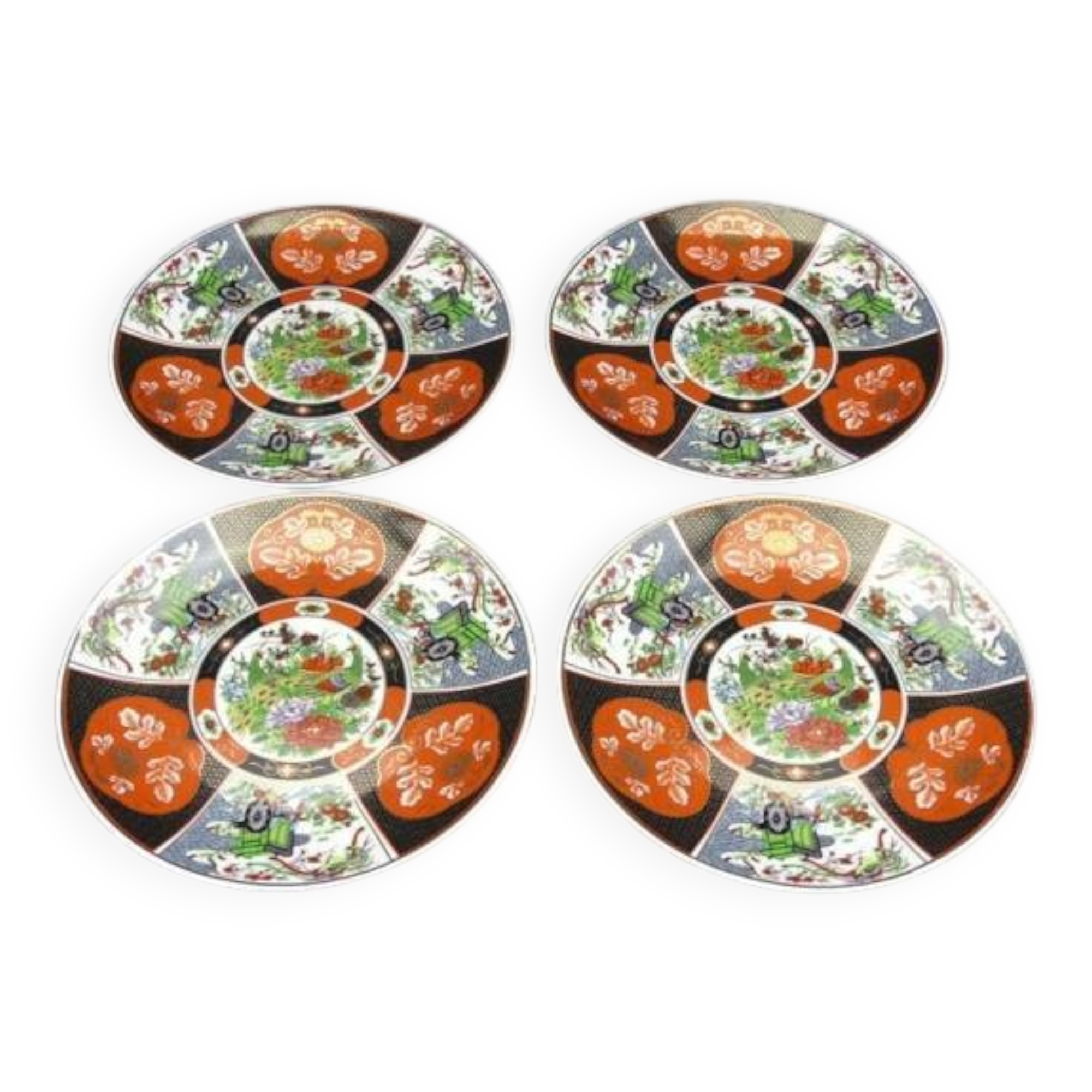 Set of 4 vintage Taous porcelain dessert plates, Morocco