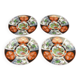 Suite de 4 assiettes à dessert en porcelaine Taous, Maroc, vintage