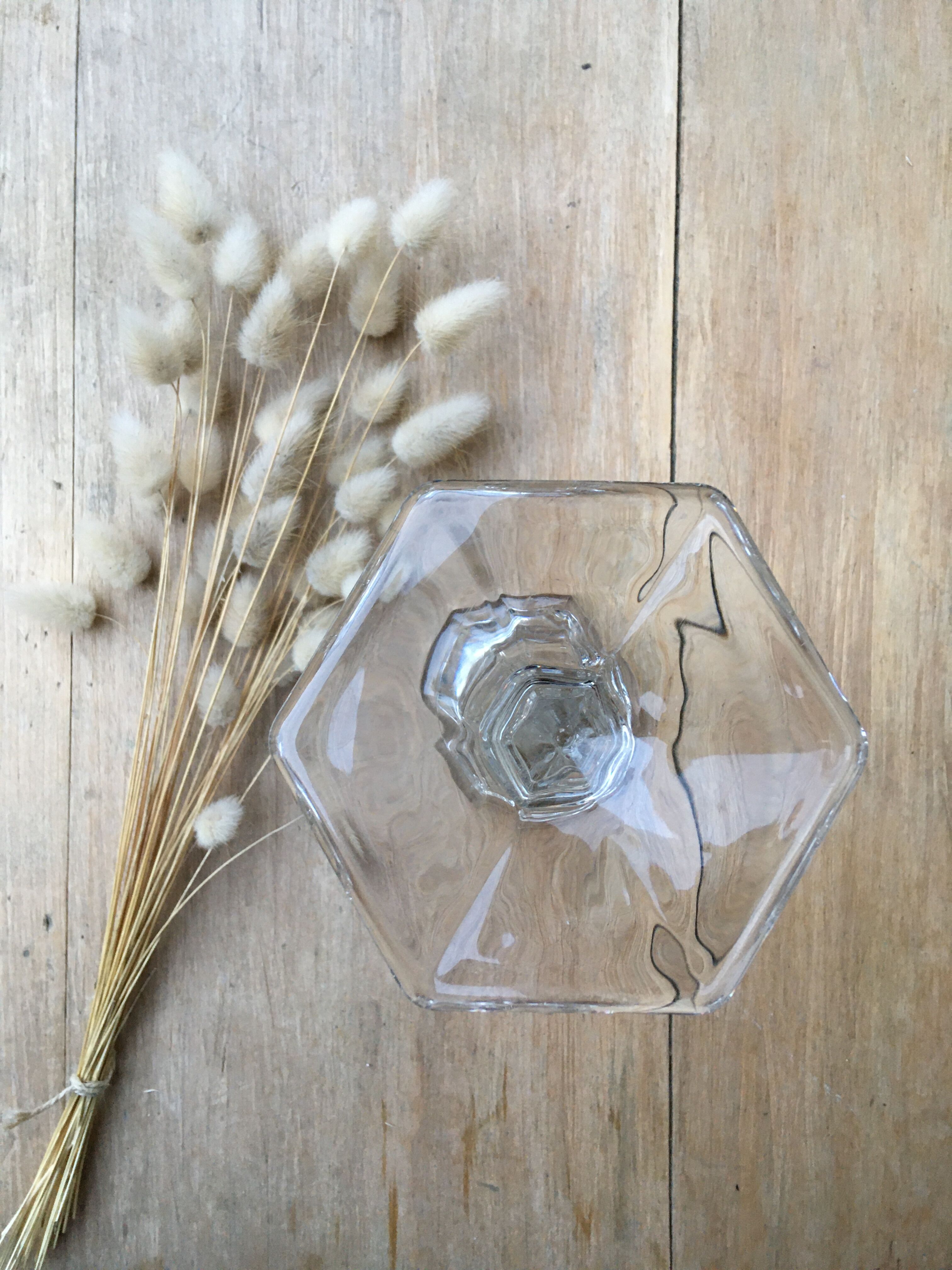 Hexagonal glass candle holder